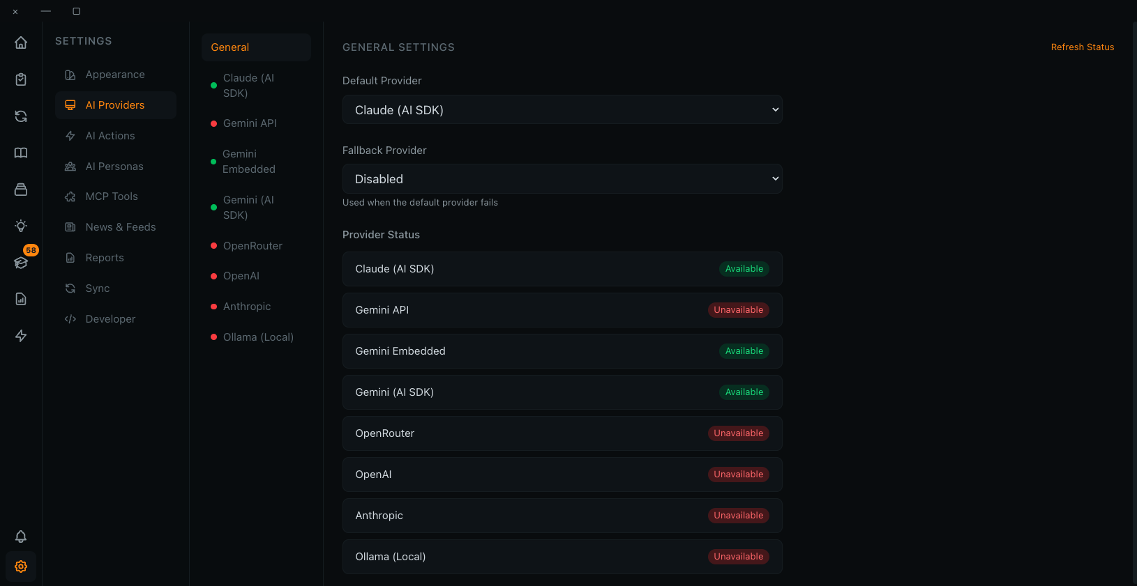 AI Provider Settings